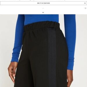 Black High-Waisted Pants with Side Stripe